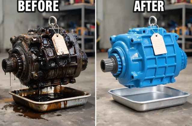 Before and after gearbox rebuild comparison